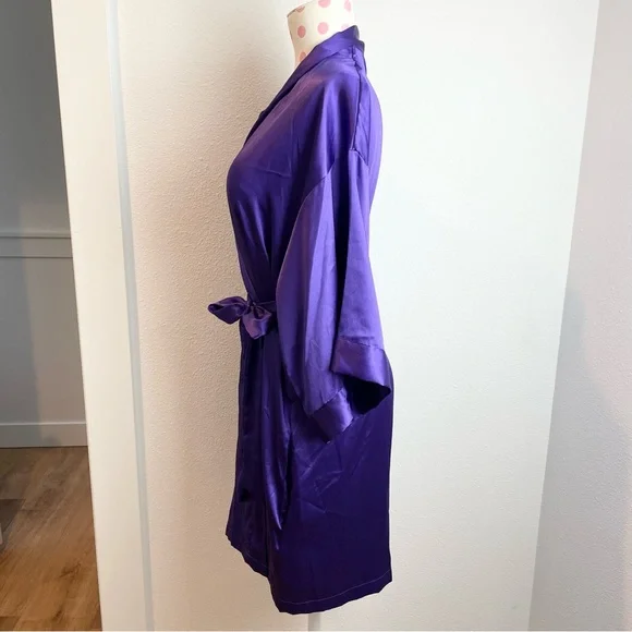 Victoria’s Secret Kimono Robe Purple Satin Women’s Small / Medium - Picture 4 of 8